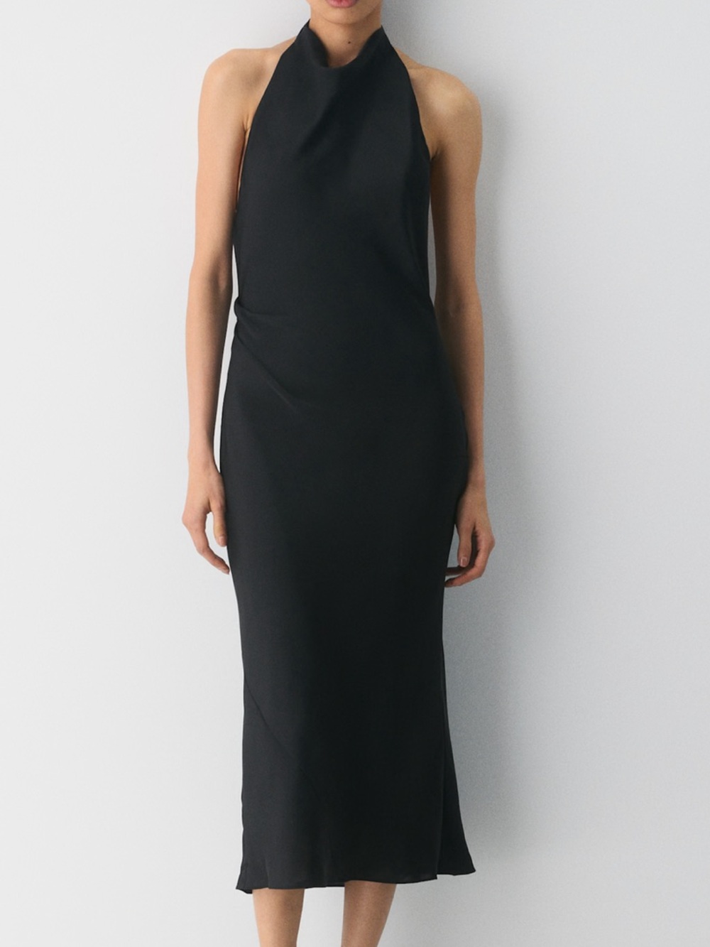 Aritzia Audience Black Halter Midi Slip Dress